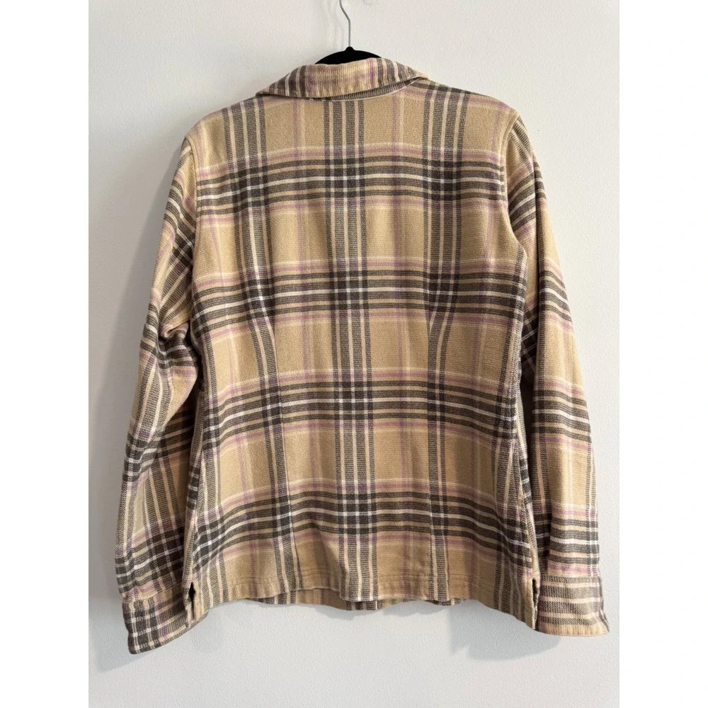Patagonia Organic Cotton Plaid Flannel Shirt Womens 10 Tan Brown Button Down - Picture 3 of 5